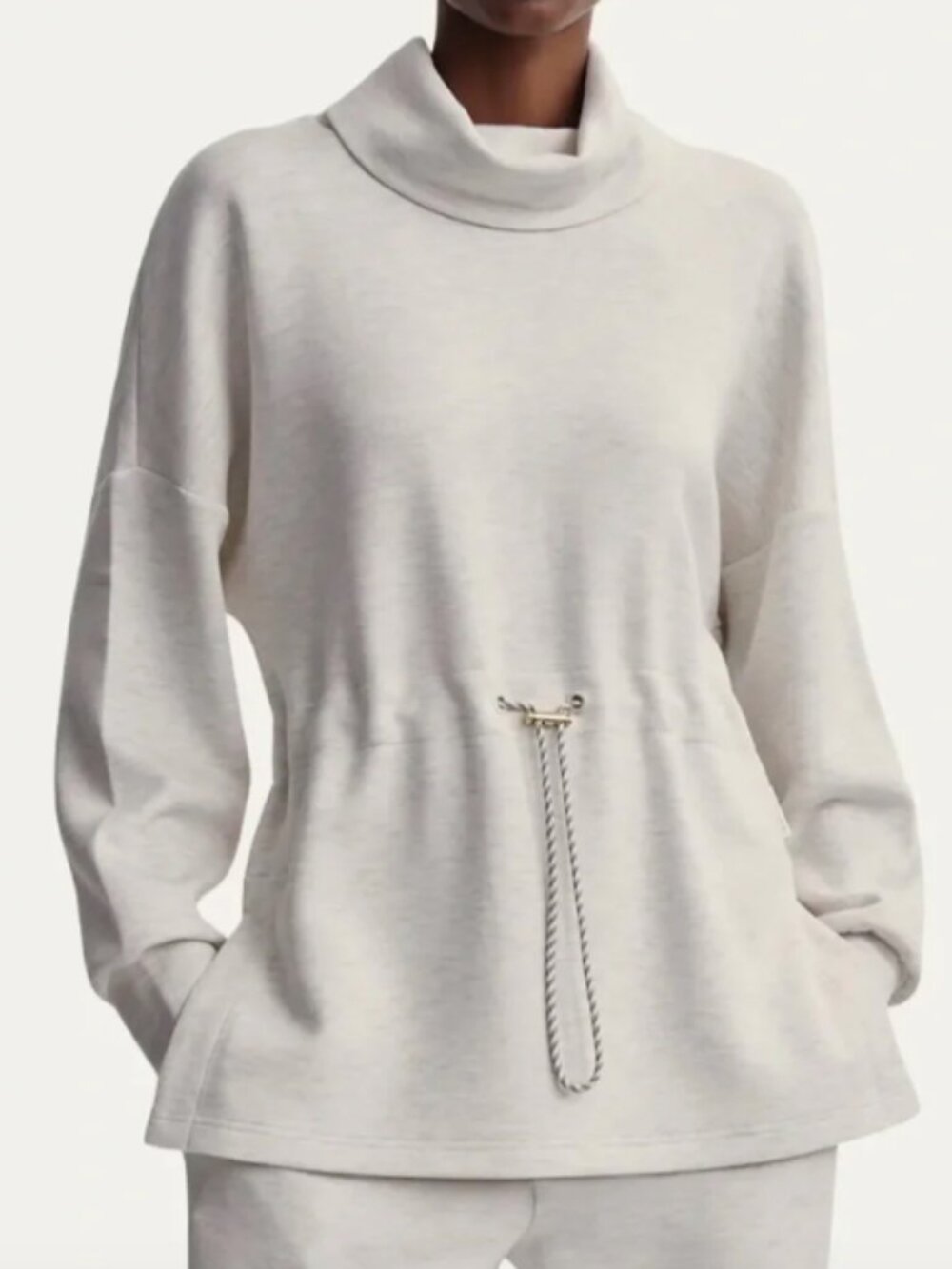 Varley Freya Clinch Waist Ivory Marl Sweatshirt Small